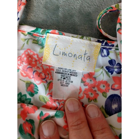 LIMONATA Juniors Neon Floral Crop Top Sz M Spaghetti Strap Bright Beachy - Picture 3 of 7